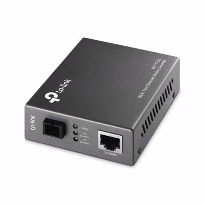 Convertidor de Medio TP-Link MC112CS en Color Negro con Fibra Óptica Monomodo SC y Velocidad de 100 Mbit/s