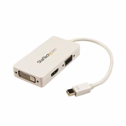 Adaptador Conversor StarTech Mini DisplayPort a HDMI, DVI y VGA en Color Blanco para Conectividad Múltiple