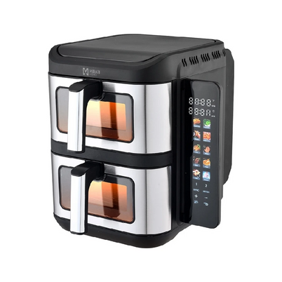 Freidora De Aire Mirati Mfd11 Potencia De 1800w Capacidad De 11l Temperatura De 60c-200c Doble Panel Material Acero Inoxidable Color Negro, Gris