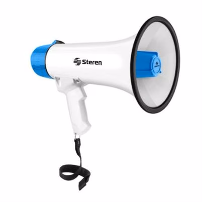 Megáfono De Mano Steren 25w Batería Recargable Indicador Led Blanco, Azul