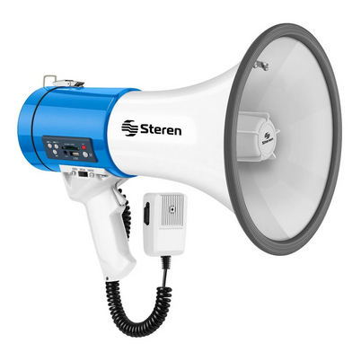 Megáfono De Mano Steren Mg-260 25w Reproductor Mp3 3.5mm Micrófono Patrullero