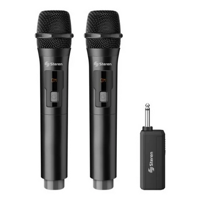 Micrófono Con Receptor Steren Mic-288r Conectividad Inalámbrica Alcance Maximino Inalámbrico De 35m Unidireccional Capacidad De La Baterías 800 Mah 2 Pieza(S) Material De Elaboración Rejilla Metálica, Abs Color Del Producto Negro