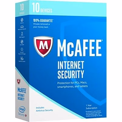 Antivirus McAfee Internet Security para 3 Usuarios, 1 Año de Protección en Windows, Mac, Android e iOS