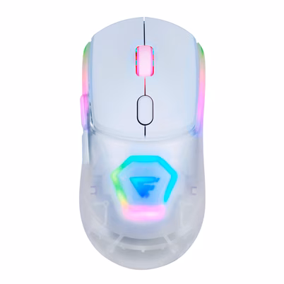 Mouse / Game Factor / Mow700 Inalámbrico, Carcasas Intercambiables, 2.4g+Bt, Pixart 3395, 26, 000 Dpi, Rgb, Blanco