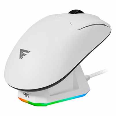 Mouse Gamer Game Factor Mow800-Wh Tecnología Del Sensor Óptico 26000 Dpi Conectividad Inalámbrico-Rf Alcance Inalámbrico 10m Numero De Botones 6 Botone(S) Batería Recargable De 400mah Color Material Abs Color Del Producto Blanco