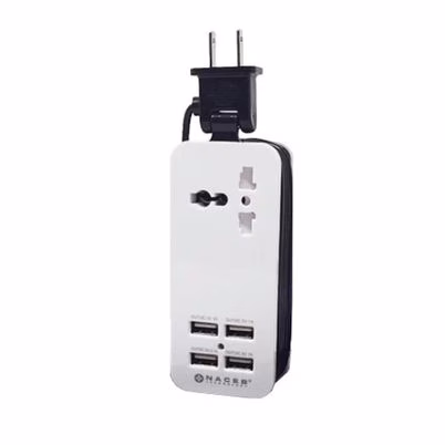 Barra Multicontactos Naceb NA-0705 con 4 Puertos USB y 1500W de Potencia