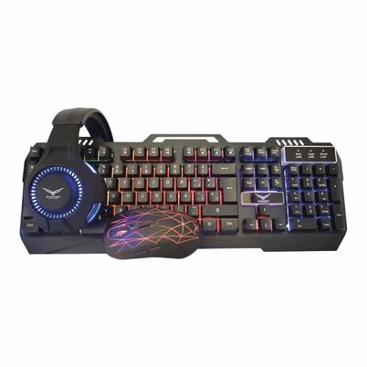 Kit Gamer Completo Naceb 4 en 1: Teclado + Mouse + Audífonos + Mousepad USB