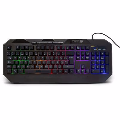 Teclado Gamer Necnon NGK-Hydra Alámbrico con Retroiluminación LED RGB, Descansa Muñecas y Diseño Ergonómico en Color Negro