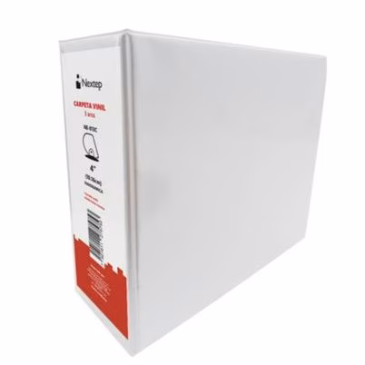 Registrador Nextep Ne-013c (4") Tamaño Carta Panorámica Con Herraje De Argolla En "D Con Capacidad De 700 Hojas Material Vinil Solido Color Del Producto Blanco