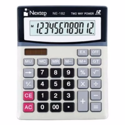 Calculadora Nextep Ne-182 Básica 12 Dígitos 1 Linea Negro, Gris