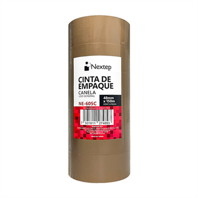 Cinta De Empaque Nextep Ne-605c (48x150) Mm Material Polipropileno Color Transparente, Cafe 6 Pieza(S)