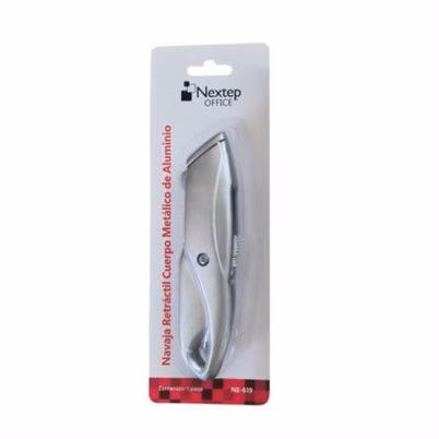Navaja Nextep Ne-619 Retráctil Incluye 3 Cuchillas De Repuesto Material Aluminio Color Gris