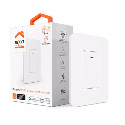 Interruptor De Luz Inteligente Nexxt Solutions Nhe-S300 Tecnología De Conectividad Inalámbrica Wi-Fi 3 Vías, 1 Botón Indicadores Led Material De La Cubierta Plástico Color Del Producto Blanco