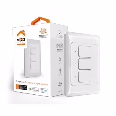 Interruptor De Luz Nexxt Solutions Nhe-T100 Intensidad Nominal 10a Conectividad Inalámbrico 3 Botone(S) Indicadores Led Color Del Producto Blanco