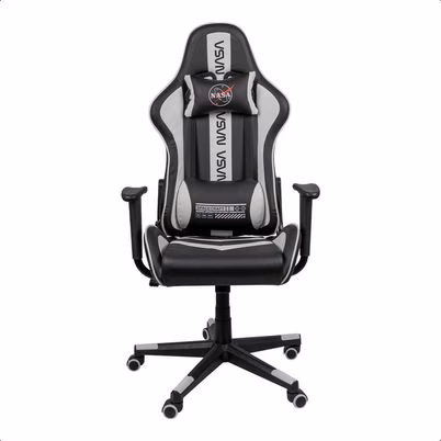 Silla Gamer Tech Zone Nasa Nssg04 Capacidad De Carga Maxima 150kg Inclinación De 90°-130° Piston Clase 4 Material Piel Sintética, Tela, Nylon Color Negro, Blanco