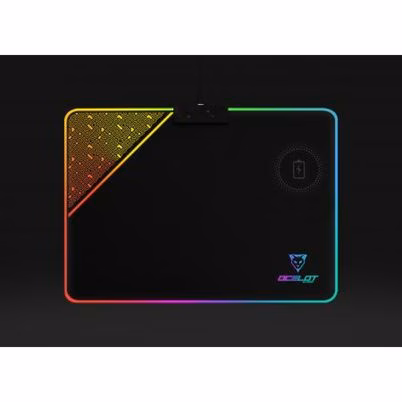Mousepad Ocelot Gaming Ompr01 Monocromo Silicona, Sintético Led Usb Negro