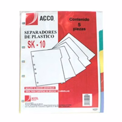 Separador Acco Ir-13 Wilson Tamaño Carta 5 Divisione(S) Plástico Blanco Con Cejas De Color