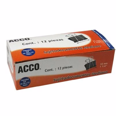 Pinza Sujetapapel Barrilito P2463 Metal Negro 12 Piezas Alta Resistencia
