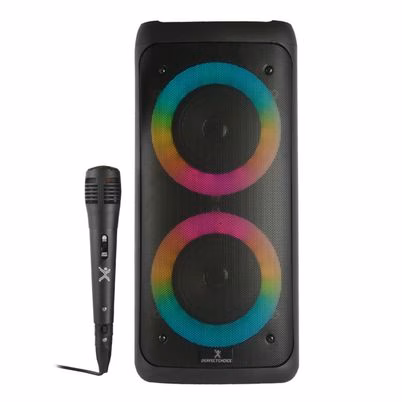 Bocinas Perfect Choice Pc-113232 Potencia Rms 400w Configuración De Canales 2.0 Conectividad Inalámbrica-Bluetooth 5.3 Alcance Inalámbrico 10m Capacidad De La Batería 2400 Mah Iluminación Led, Rgb Color Del Producto Negro