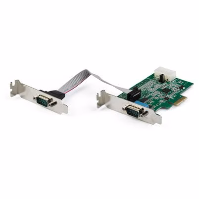 Startech.Com Tarjeta Adaptadora Serie Pci Express Rs232 De 2 Puertos - Tarjeta Controladora Serie Pcie Rs232 - Pcie A Serie Db9 - Uart 16950 - Tarjeta De Perfil Bajo Para Windows Y Linux