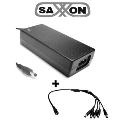 Kit de Fuente de Poder Saxxon UFP12VDC41APAQ 12V 4.1A en Color Negro con Divisor para 5 Cámaras