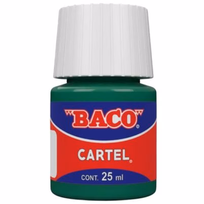 Pintura Baco Cartel #63 Verde Esmeralda de 25ml con Secado Rápido y Fórmula No Tóxica para Rotulación Profesional