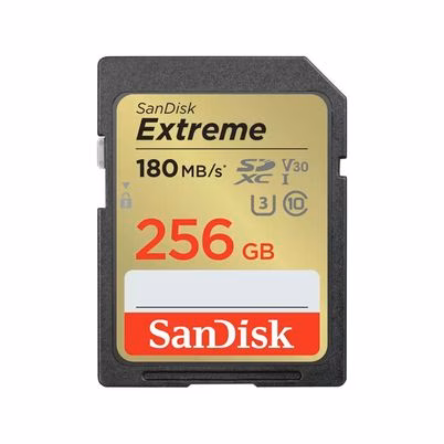 Memoria Flash Sandisk Extreme Sdsdxvv-256g-Gncin Tipo Sdxc Capacidad 256gb Tipo Uhs-I Velocidad (U3) Clase 10 Con Adaptador Color Negro, Oro