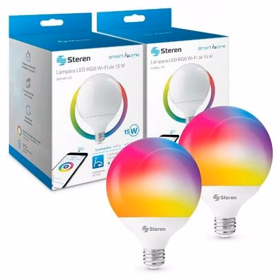 Foco Inteligente Steren Wi-Fi Rgb+W 15w 15000 Lúmenes Inalámbrico Wifi Led Blanco 2 Pieza(S)