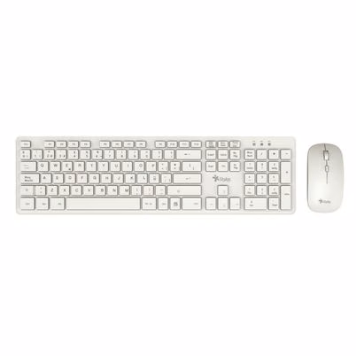 Kit de Teclado y Mouse Stylos STPKTM5W Inalámbrico en Color Blanco con 105 Teclas y Mouse Óptico 1600DPI