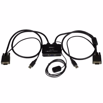 Switch Conmutador KVM StarTech.com SV211USB 2 Puertos VGA con Resolución 2048x1536 y Control USB Negro