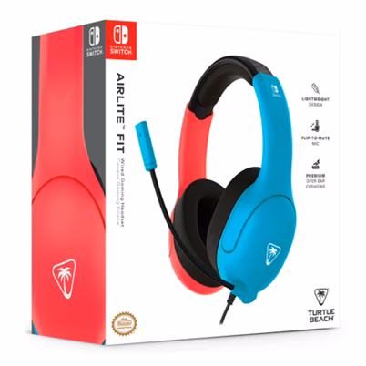 Audífonos Turtle Beach Airlite Fit Tbs-8002-25 Estilo Diadema Biauricular Circumaural Conectividad Alámbrica Interfaz 3.5 Mm Longitud Del Cable 1.1 M Color Azul, Rojo
