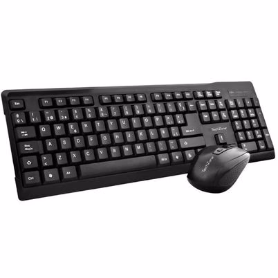 Kit Completo TechZone TZ16COMB01-INA: Teclado 105 Teclas + Mouse Óptico Inalámbrico