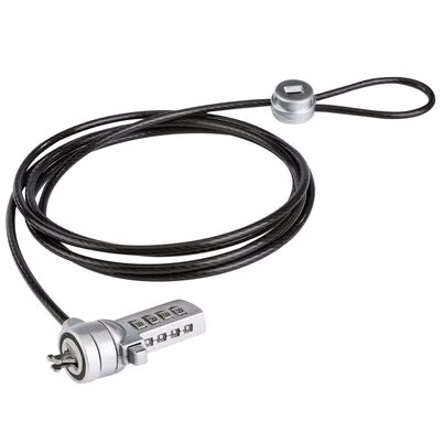 Candado Antirrobo Tech Zone Tzccl103 Cerradura Con Combinación 10000 Combinaciones Longitud Del Cable 1.8m Material De Elaboración Acero Inoxidable, Vinilo Color Del Producto Negro, Gris