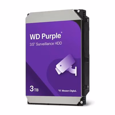 Disco Duro Interno Western Digital WD Purple 3TB de 3.5 Pulgadas en Color Gris con Interfaz SATA III y 5400 RPM para Sistemas de Vigilancia